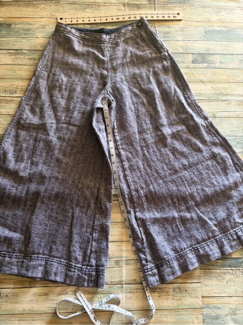 Free People Sani Culotte Wide-Leg Linen Crop Pants Size 2 - Picture 4 of 7